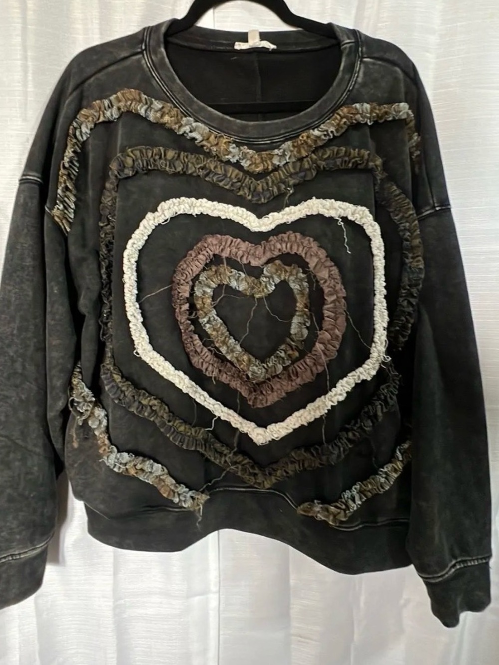 Oli & Hali Black Pullover with Textured Multitone Ruffle Detail